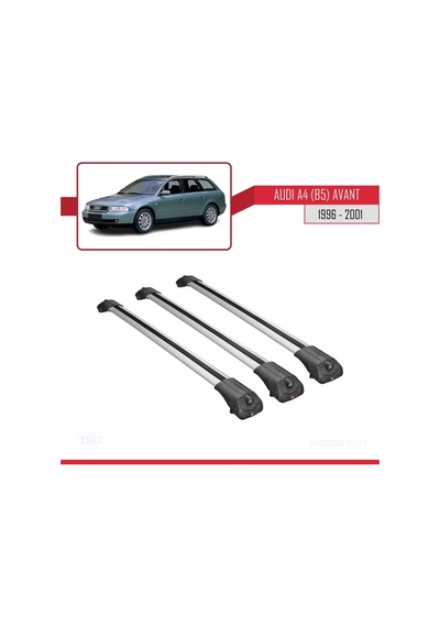 Audi A4 B5 Avant 1996-2001 Arası İle Uyumlu Ace-1 Ara Atkı Tavan Barı Gri 3 Adet Bar