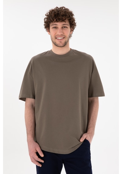 U.S. Polo Assn. Erkek Long Fit Bisiklet Yaka Vizon Basic Tişört 50305988-VR052