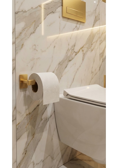 Premium Gold Alüminyum Banyo Ve Tuvalet Kağıtlığı Yapışkanlı Altın