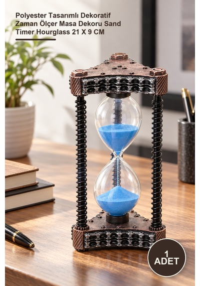 1 Adet Kum Saati Polyester Tasarımlı Dekoratif Zaman Ölçer Masa Dekoru Sand Timer Hourglass 21 X 9 Cm Diğer