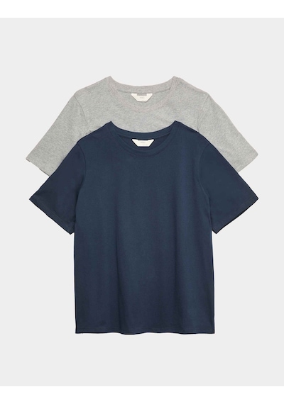 Marks & Spencer 2’li Saf Pamuklu Pijama Üstü T37003696T Lacivert