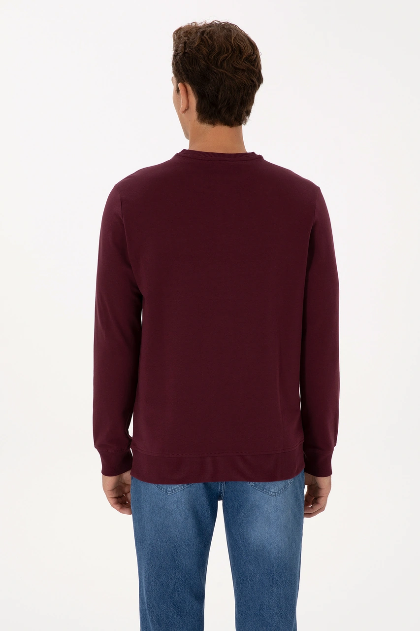U.S. Polo Assn. Erkek Regular Fit Bisiklet Yaka Bordo Basic Sweatshirt 50307793-VR177 U.S. Polo Assn. Erkek Regular Fit Bisiklet Yaka Bordo Basic Sweatshirt 50307793-VR177
