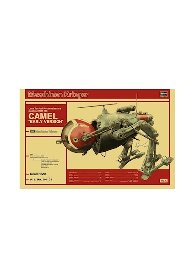 Hasegawa 64131 1/20 Ölçek, Lum-168 Camel Luna Tactical Reconnaissance Machine, Maschinen Krieger Serisi, Bilim Kurgu Plastik Mo