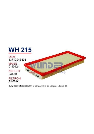 WUNDER WH215 HAVA FİLTRESİ - BMW E36 318 TDS COMPACT M41