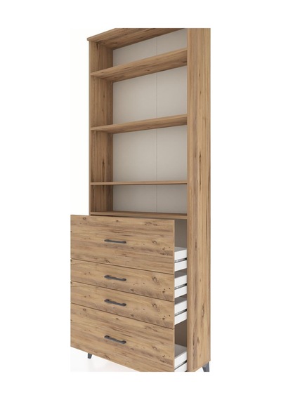 Arges Dolap 4 Raflı 4 Çekmeceli 88x30x243 Çam-çam Atlas Çam