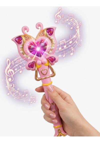 Kelebek Tasarımlı Sesli Ve Işıklı 30 Cm Boyutunda Eğlenceli Oyuncak Sihirli Değnek Pembe