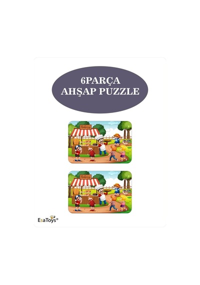 Montessori 6 Parça Ahşap Puzzle 3 4 Yaş Eğitsel Zeka Oyuncağı, El Göz Koordinasyonu Geliştirir