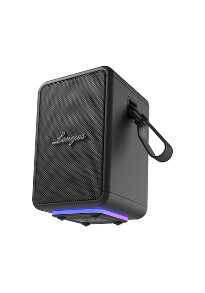 Lenyes S874 Su Geçirmez Özellikli Rgb Işıklı Askılı Taşınabilir Tws Bluetooth Hoparlör V5.3 Siyah