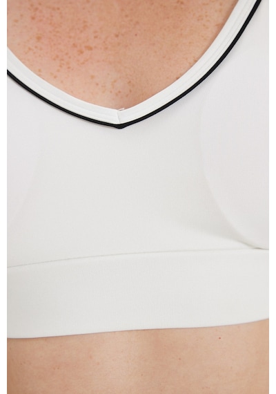 Tudors Kadın Slim Fit Dar Kesim Çapraz Bağlamalı Askılı V Yaka Beyaz Crop-52790