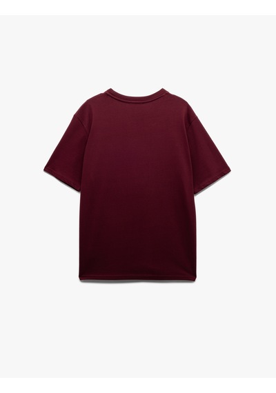 Koton Bisiklet Yaka Regular Fit Pamuklu Kısa Kollu Tişört Bordo 6wam10085hk Bordo