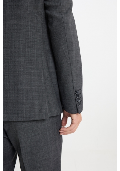 Ac&co Erkek Antrasıt Taşınabilir Torbalı Slim Fit Mono Yaka Desenli Takım Elbise Antrasit
