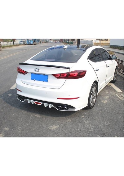 Hyundai Elantra Arka Difüzör Çift Çıkış Egzoz 2016 - 2019 Siyah