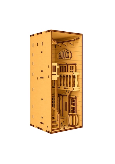 Wild West Diorama Book Nook Ahşap Maket Seti Dıy Miniatür Vahşi Batı Peri Led'li Kitaplık Dekoru