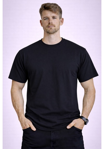 Herkesemoda Break Boundaries Yazı Detaylı Basic T-shirt Siyah