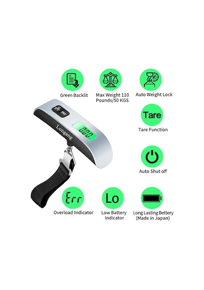 Fithome 50 Kg Dijital Askılı Bagaj Tartısı Lcd Ekranlı Elektronik Bavul Kantarı Hassas El Terazisi