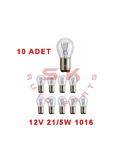 Skauto 10'Lu 12V 1016 P21-5W Çift Duy Park Stop Ampul BAY15D