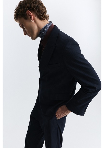 Antioch Crop Fit Çizgili Takım Lacivert