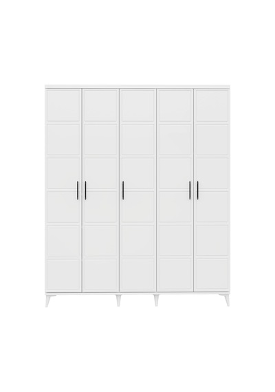 GuneyStore Milano 5 Kapaklı Komple Mdf Beyaz Gardırop