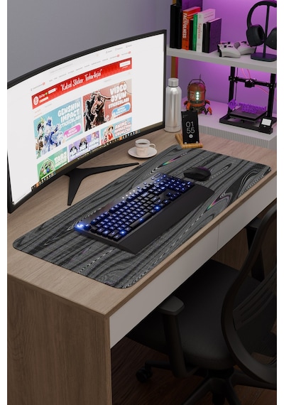 Glitch Kaymaz Dikişli Kauçuk Oyuncu Mousepad V2 - 90x40 Xxl Gaming Mouse Pad Fare Altlığı