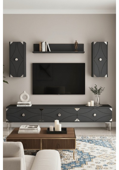 Tvr1897as - Alfa Tvr180 Tv Ünitesi Takım , Tv Sehpası Antrasit - Sılver 180cm Tvr1897as - Alfa Tvr180 Tv Ünitesi Takım , Tv Sehpası Antrasit - Sılver 180cm
