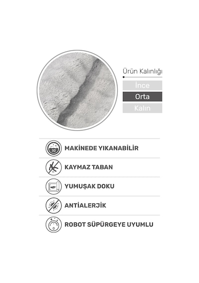 Puffy Bubble Gri Peluş Halı Ve Yolluk Yıkanabilir, Ekstra Yumuşak, Kaymaz, Dökülme Yapmaz