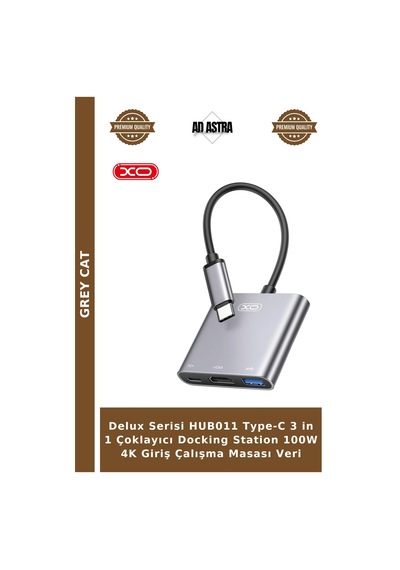 Delux Serisi Hub011 Type-c 3 İn 1 Çoklayıcı Docking Station 100w 4k Giriş Çalışma Masası Veri