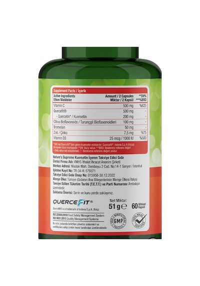 Nature's Supreme Quercetin Complex 60 Kapsül