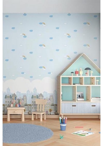 Adawall Ada Kids 8902-1 Mavi Gökyüzü Bulut Desen Çocuk Odası Duva