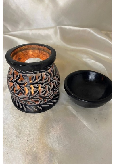 Buhardanlık Obsidye Taşı El İşi Feng Shui Çiçek Sembolü Buhurdanlık
