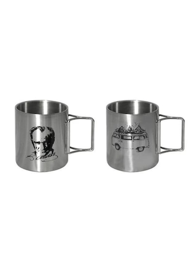 Orcamp Çelik Kupa Bardak Atatürk Silüetli Out-1800 Gri