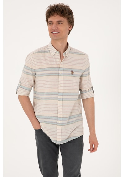 U.s. Polo Assn. Erkek İndigo Gömlek Desenli 50300005-vr028 İndigo