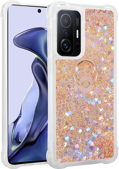 Xiaomi Uyumlu Mi 11t 5g Kılıf Zore Simli Sıvılı Yüzüklü Milce Kapak