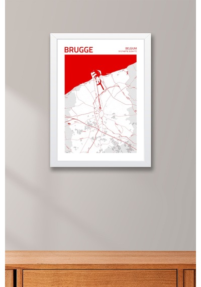 Brugge Belçika Belgium Haritası Çerçeveli Tablo Lüks Salon Ofis Duvar Dekorasyonu Hediyelik Tablo Beyaz Brugge Belçika Belgium Haritası Çerçeveli Tablo Lüks Salon Ofis Duvar Dekorasyonu Hediyelik Tablo Beyaz