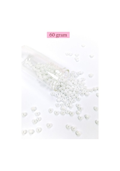 Dökme Cam Kum Boncuk Büyük Boy 6/0 4 Mm - 60 Gram - Kar Beyaz - Bnc109