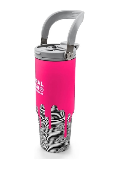Coral High Kids Pembe Siyah Beyaz Desenli Pipetli Ve Direkt İçim Çelik Termos 900 Ml 38718 Çok Renkli