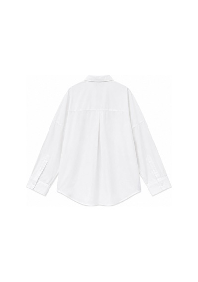 Vadon 1011 Kadın Pamuklu Oversize Gömlek Yaka Düğmeli Uzun Kollu Basic Gömlek Beyaz