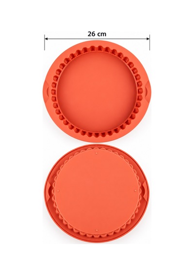 Porsima 30012 Silikon Turta Ve Tart Kalıbı Xl 26 Cm - Isıya Dayanıklı Yapışmaz Tırtıklı Kek Pişirme Kalıbı Kiremit