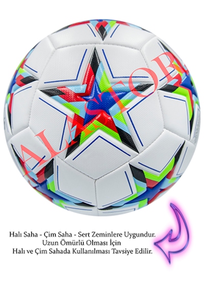 Futbol Topu Şampiyonlar Ligi Pompalı 3'lü Set Sert Zemin Kırmızı - Mavi