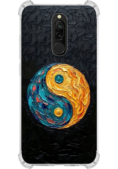 Redmi 8 İle Uyumlu Köşe Korumalı Kılıf Metamorfoz Dualite Tasarımlı Uv Baskılı Şeffaf