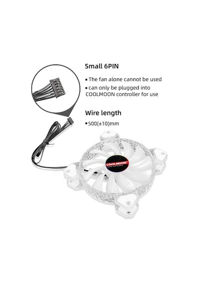 Coolmoon 12cm Rgb P Kasa Fanı Kristal Elmas Yüzey - 6pin Soğutucu Fan Kontrolcü Olmadan Çalışmaz