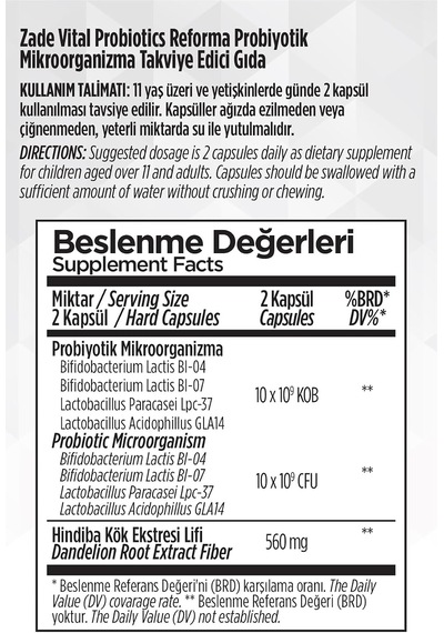 Probiyotik Reforma Probityotik İçeren Takviye Edici Gıda 30 Kapsül 1 X 30 Adet