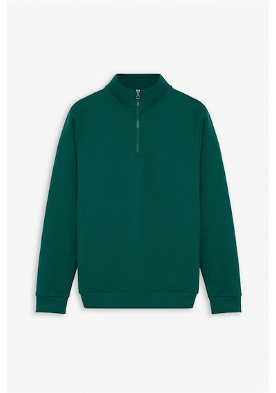 Süvari Koyu Yeşil Regular Düz Yarım Balıkçı Yaka Sweatshirt Ssw2013700001-y05 Koyu Yeşil