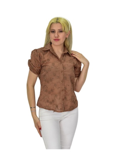 Kadın Brodeli Kısa Kol Bluz Bgl-st0371 001