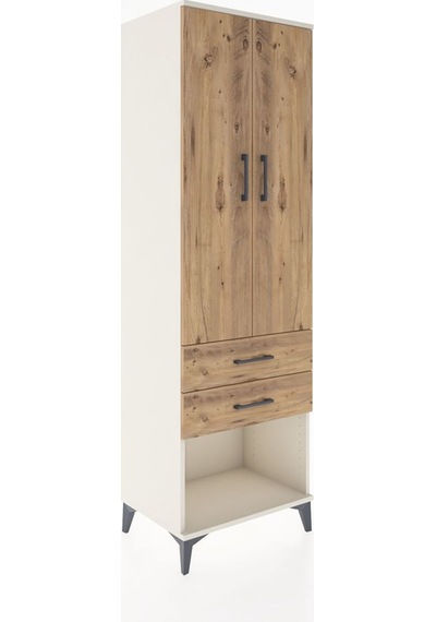 Hyperion Dolap Tek Raflı 2 Çekmeceli Tek Askılı 60x44x195 Aytaşı-çam Aytası