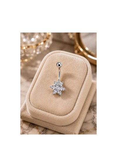 Çiçek Modelli Taşlı Göbek Çelik Piercing Genel Markalar Unisex Çok Renkli 869900000000024 çok renkli