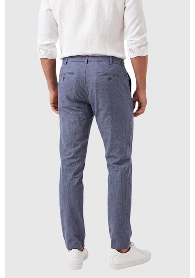 Rizzup Erkek Slim Fit Çizgili Mavi Kumaş Pantolon İpli Esnek Bel Likralı Spor Pantolon 2700240