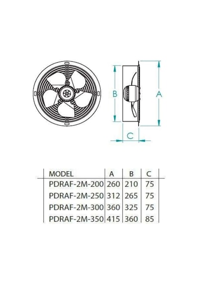 Fanexfan Dıştan Rotorlu Aksiyal Aspiratör Pdraf-2m-350