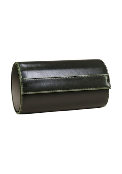 3'lü Deri Saat Kutusu Silindir Tasarım Taşınabilir Saat Saklama Organizer 24x11x7 Cm Haki Diğer