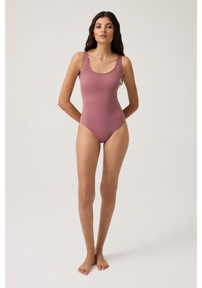 Los Ojos Bordo U Yaka Spor Mayo Sporty One Piece Bordo Bordo