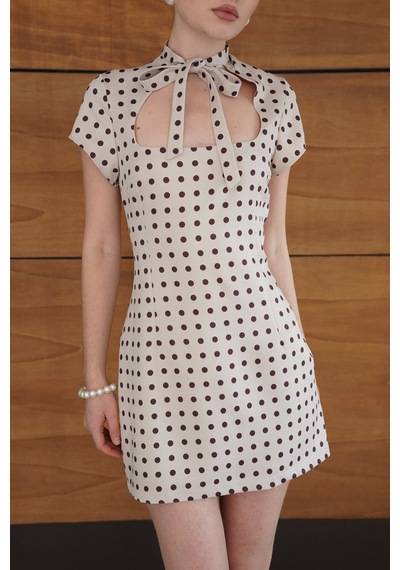 Verymoda Puantiyeli Saten Elbise D2978 Taş